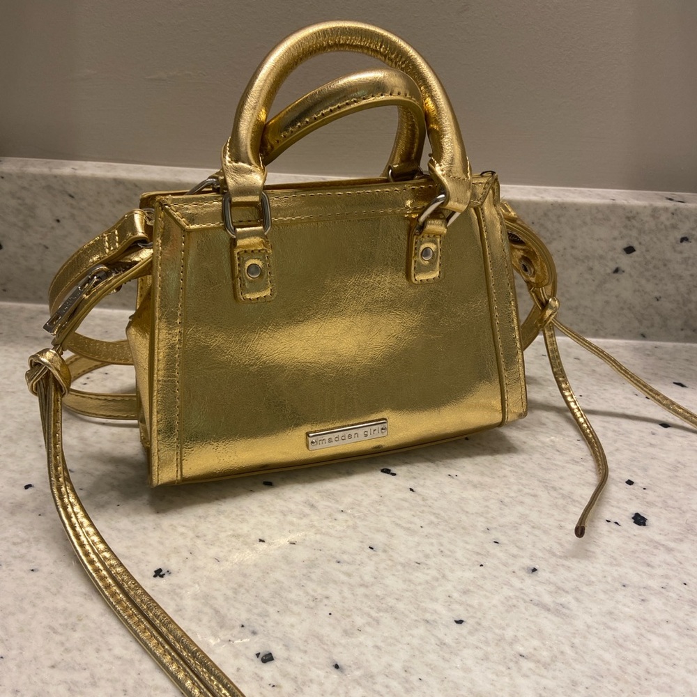 Madden Girl Gold Handbag with silver hardware
